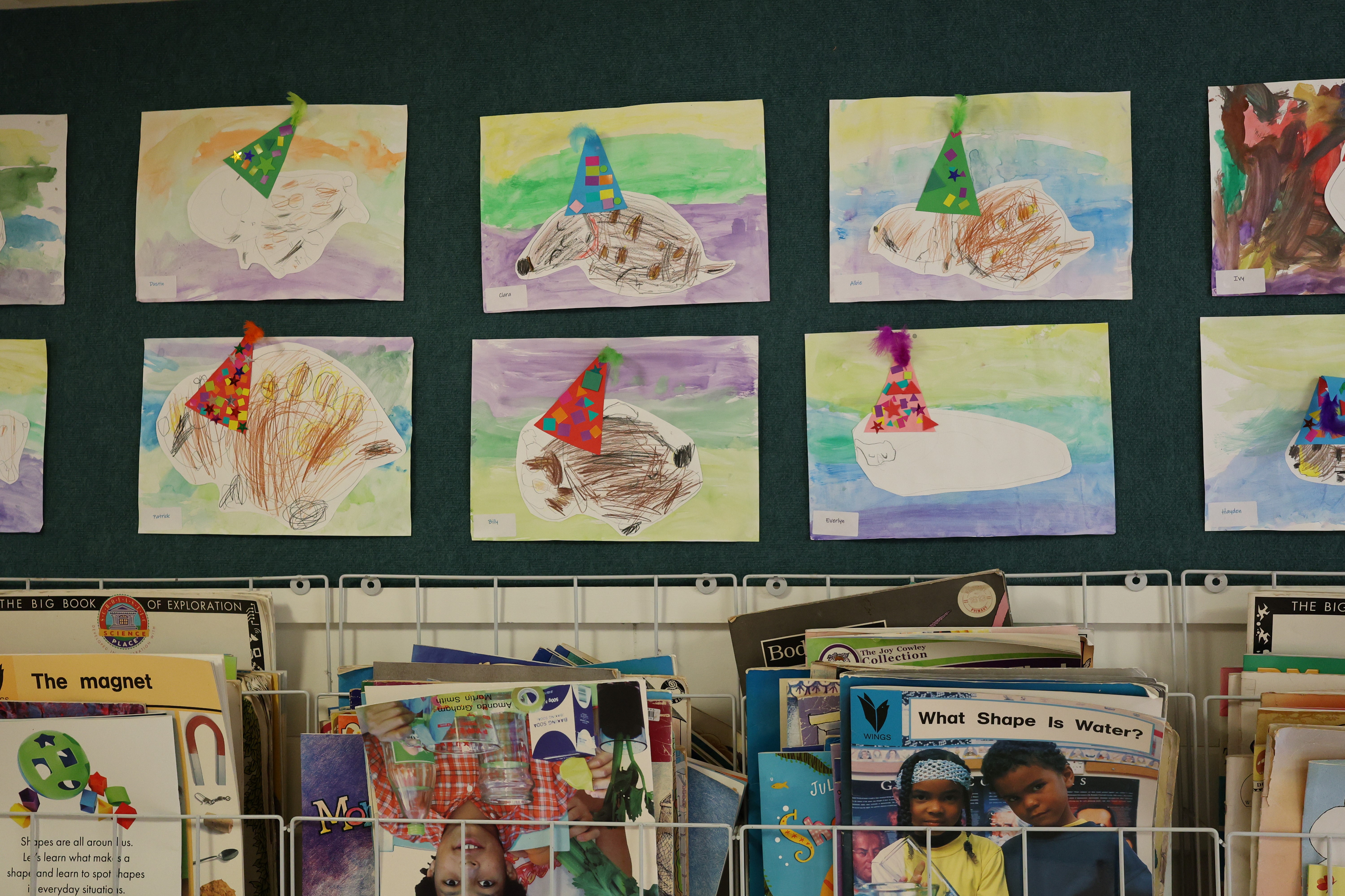 Student artwork on the wall